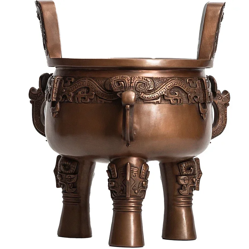 

Pure copper dragon pattern tripod ornament, antique bronzes