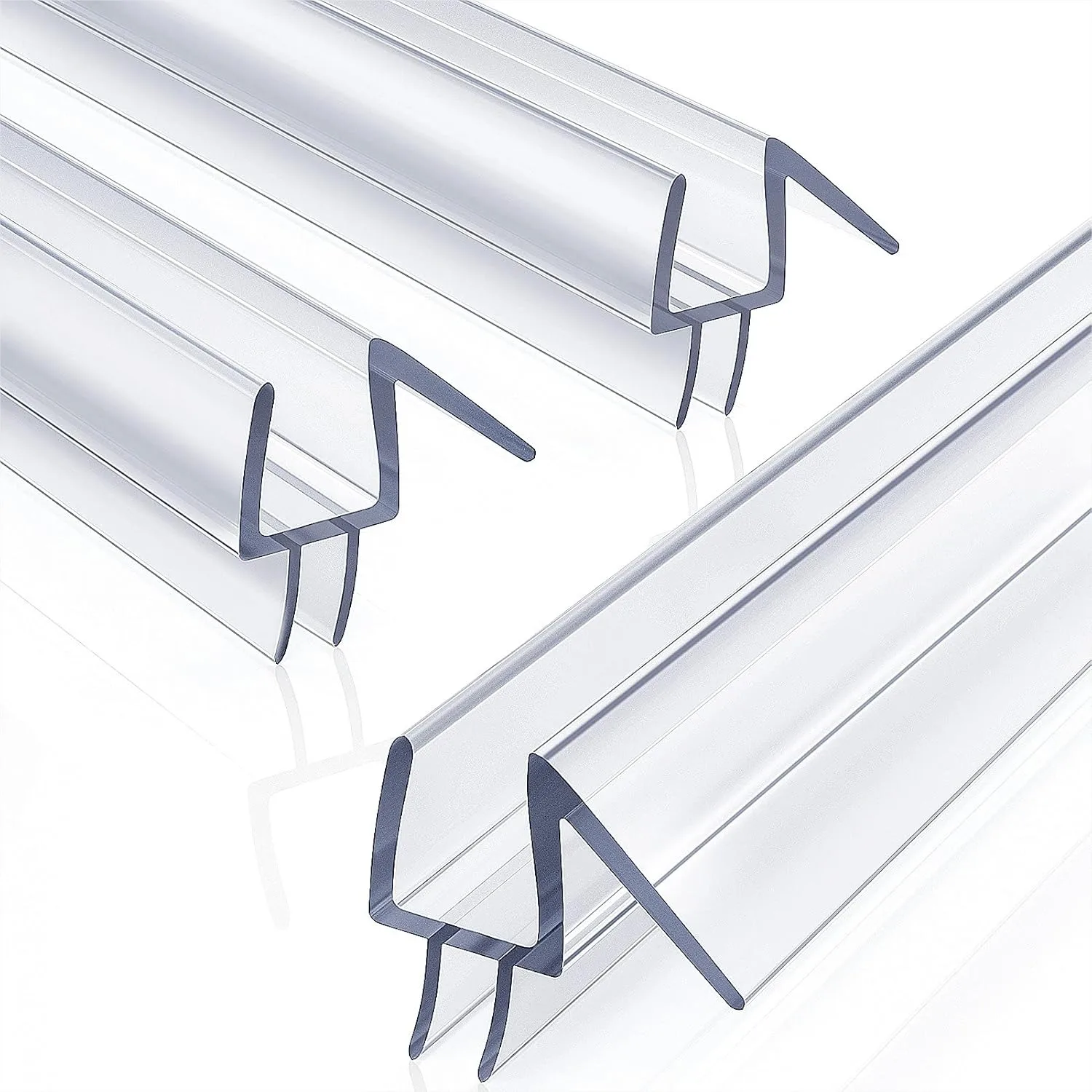 

Shower Door Bottom Seal 3-Pack for 3/8" Frameless Glass, 39" Leak-Proof Strip with Snap-On Installation