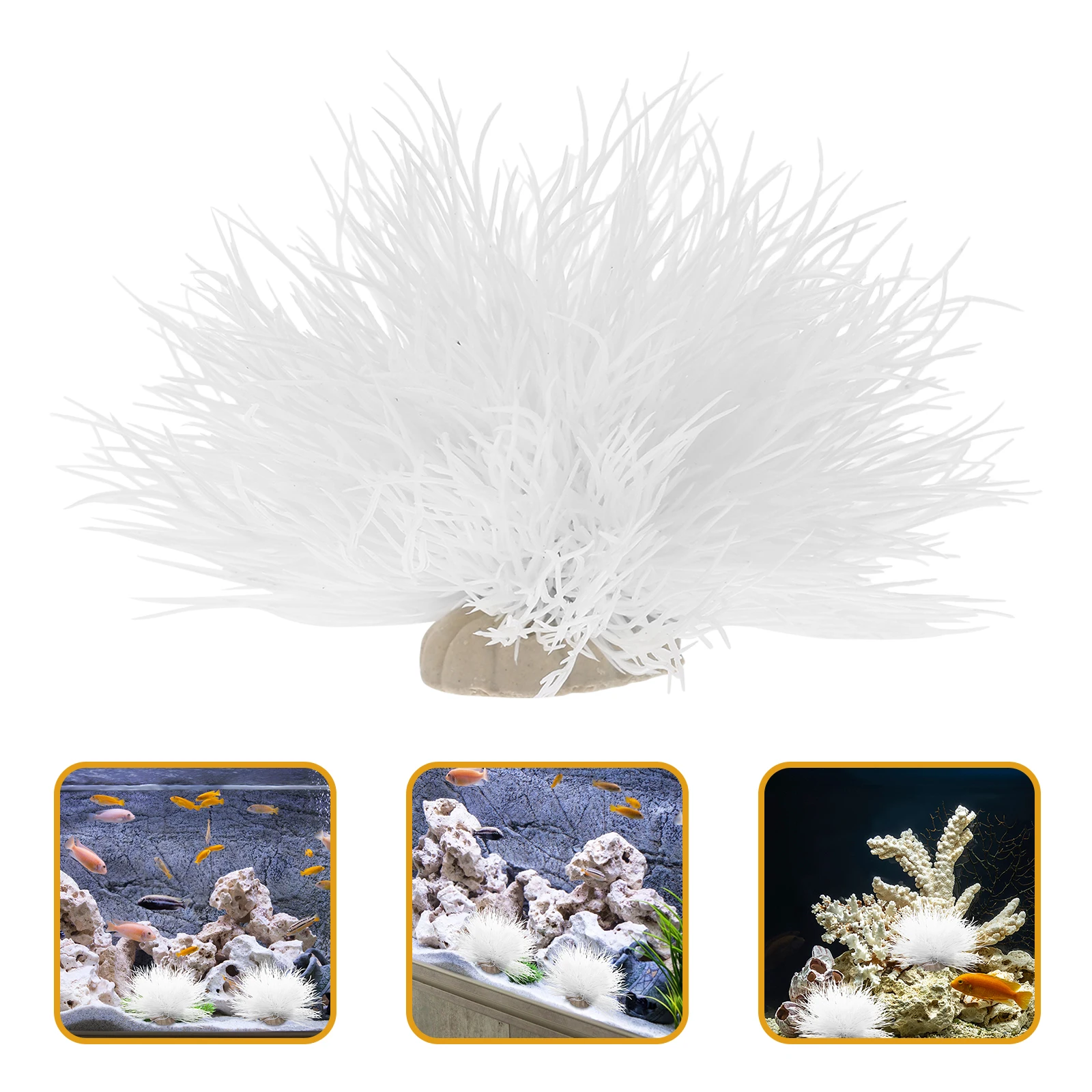 

Simulated Plant Decorations Large Size White CPO103 Vivid Aquatic Plants Fake Decorations Fish Tank Aquarium Home Decors Plastic