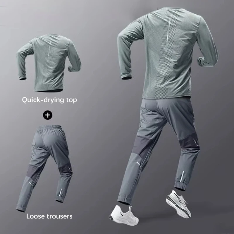 

Men's Sportsuit Fitness Quick-Dry Shirt Long Sleeve Running Loose Training Sports Gear for Spring and Autumn Tracksuit Gymwear