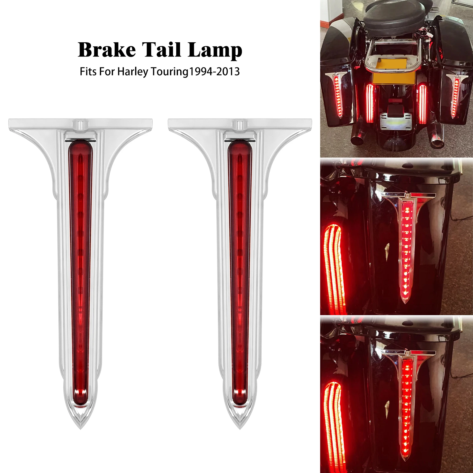 

Motorcycle Rear Brake Light Side LED Saddlebag Accents Tail Lights For Harley Touring Street Electra Glide Road King 1993-2013
