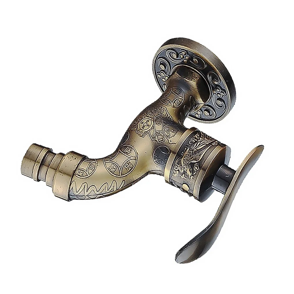 Outdoor Faucet Carving Wall Mounted Zinc Alloy Antique Faucet Garden Washbasin Faucet Decorative Garden Mop Faucet Outdoor Sink