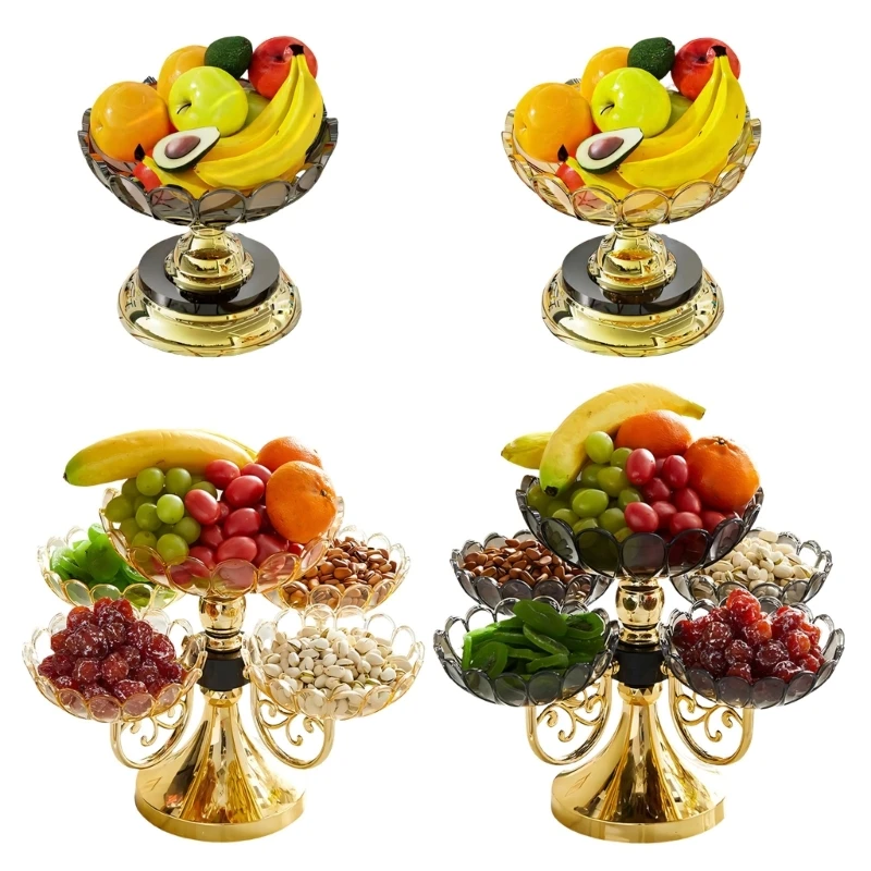 Elegant Multiple Tiered Fruit Platters With Smooth Rotation Durable Decorative Fruit Display Tray For Family Gathering HX6C