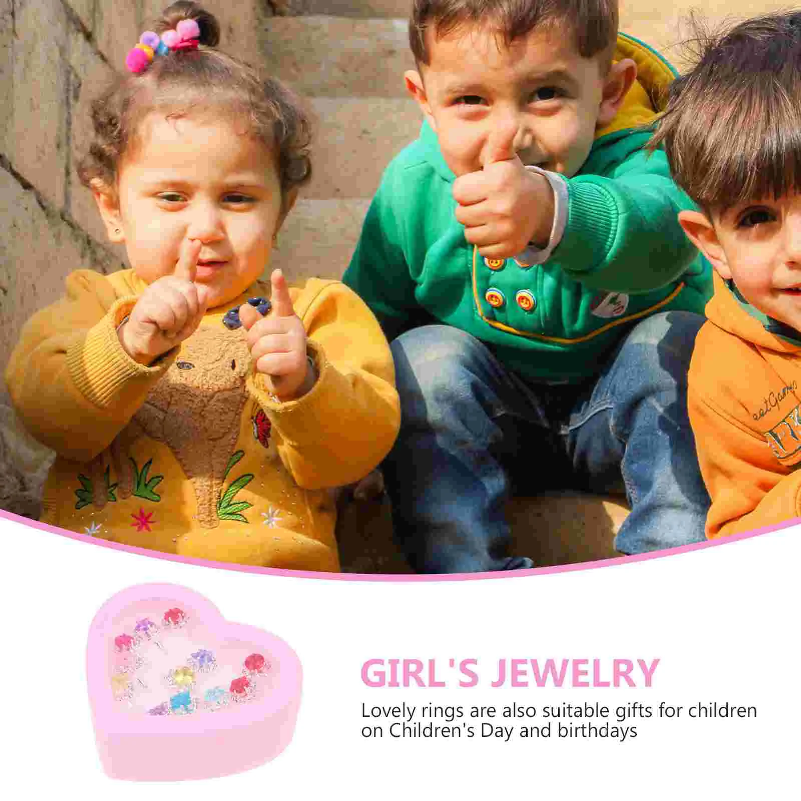 Children's Diamond Ring Little Girls Gift Jewelry Kid Finger Children’s Toys Decorative Rings Kids