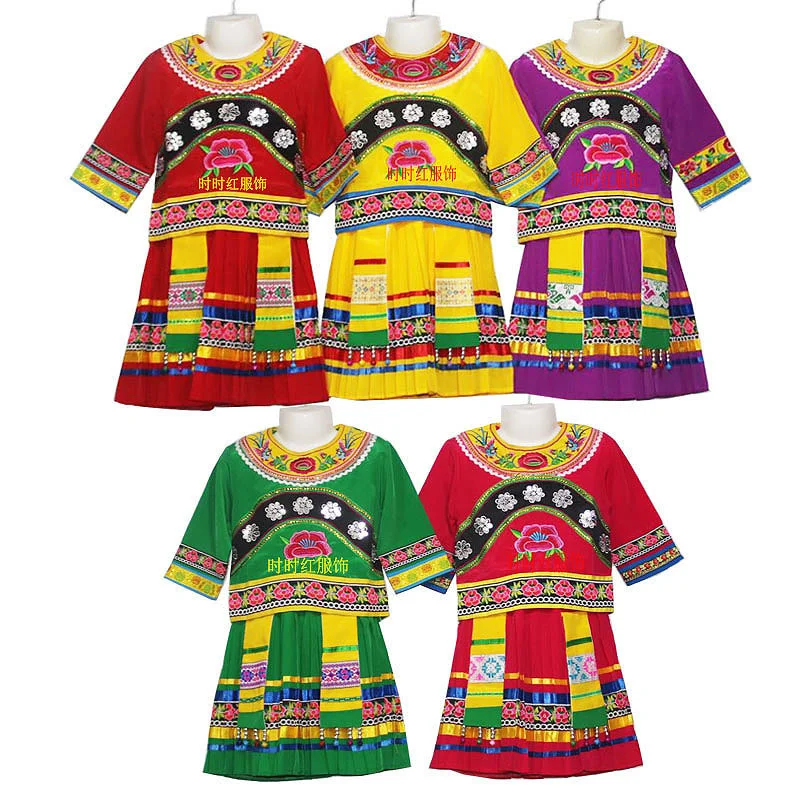 

Ethnic Children's Clothing Ethnic Minority Children's Dance Costumes Performance Costumes Miao Zu Zhuang Zu Tujia Ethnic Costume