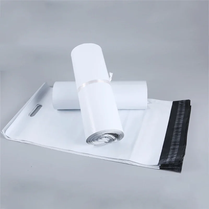 50pcs White Tote Express Courier Bags Self-Seal Adhesive Thick Waterproof Plastic Poly Envelope Mailing Bags for Print Logo Cust