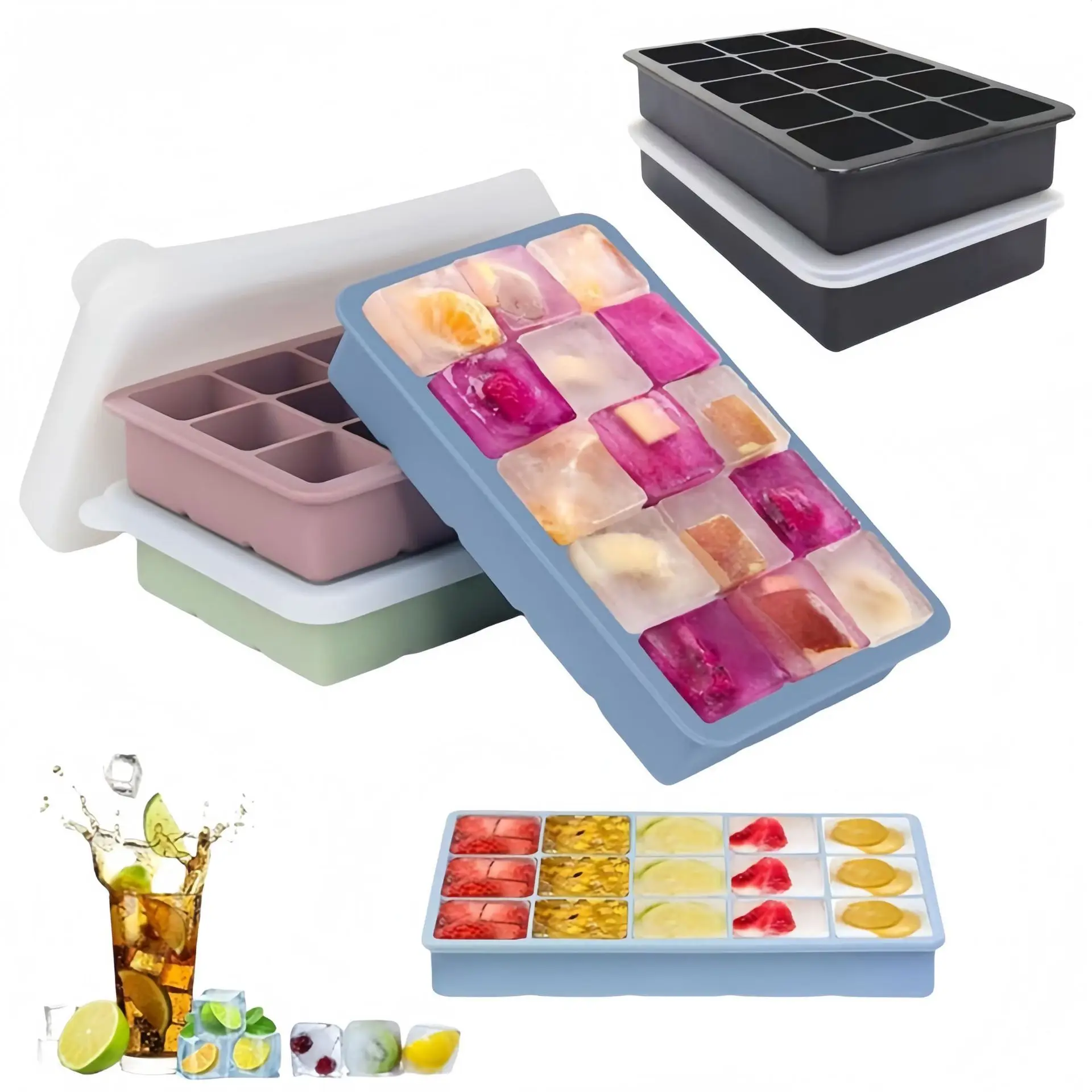 

Ice Molds Ice Cubes Silicone 15 Grid Making Chocolate Popsicle Ice Cream Mould Summer DIY Drink Jelly Cool Tea Milk Water