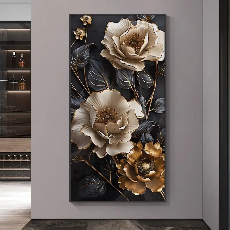 Imagem -03 - Led Wall Hanging Pintura Lâmpada Floral Mural Luz Porta de Entrada de Luxo Decoração de Atmosfera Corredor e Corredor