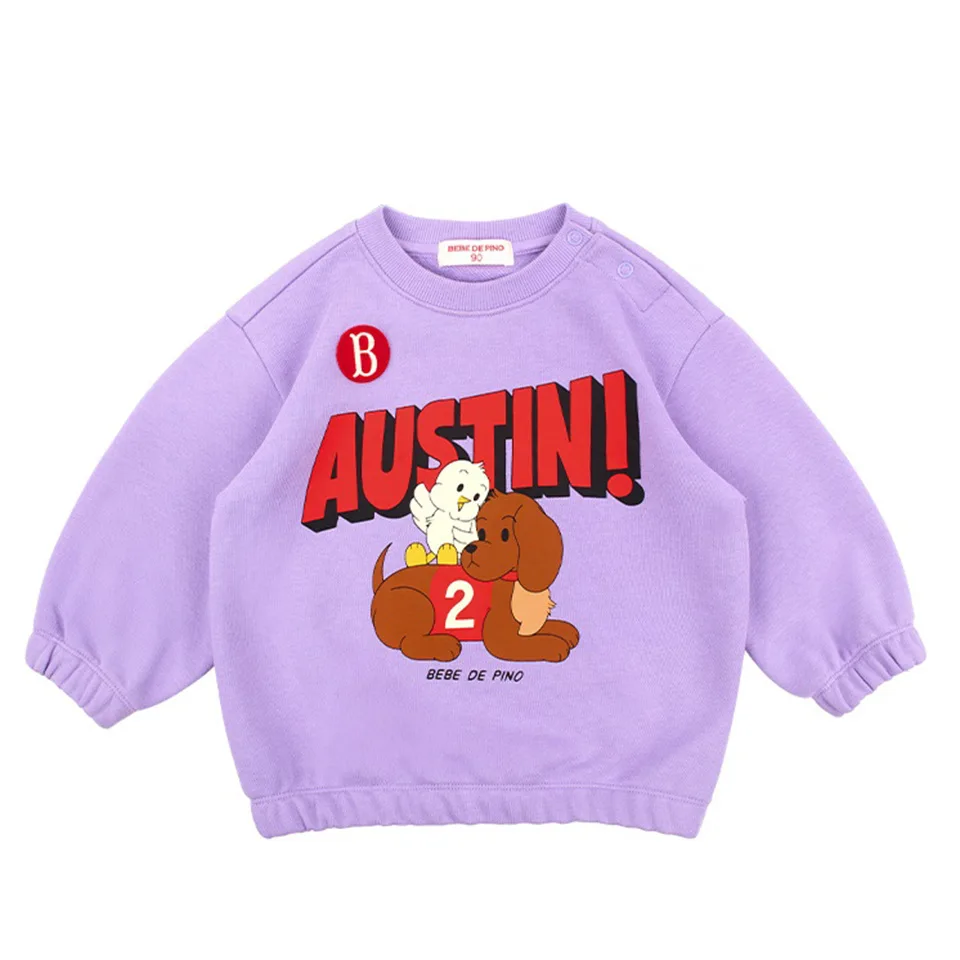 طقم سويت شيرت للأطفال 2025 خريف/شتاء موضة جديدة كرتونية سميكة دافئة للأولاد والبنات سترة من القطن الخالص سترة لطيفة