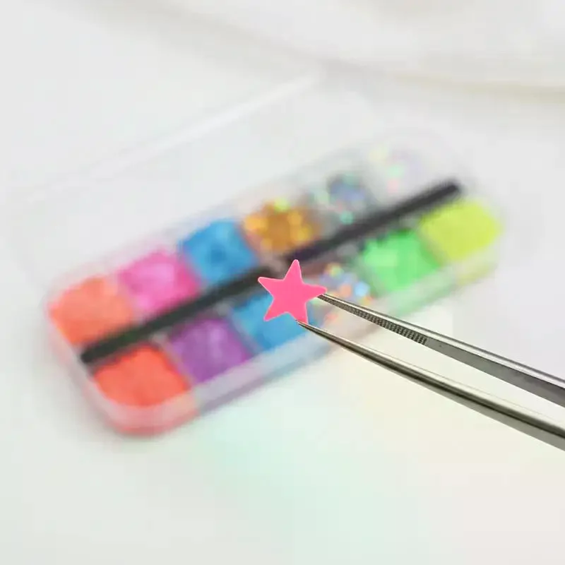 12 Grids Y2K Mini Laser Star Nail Sequins Glitter Five-pointed Stars Nail Flakes Accessories Fillers Manicure Decor