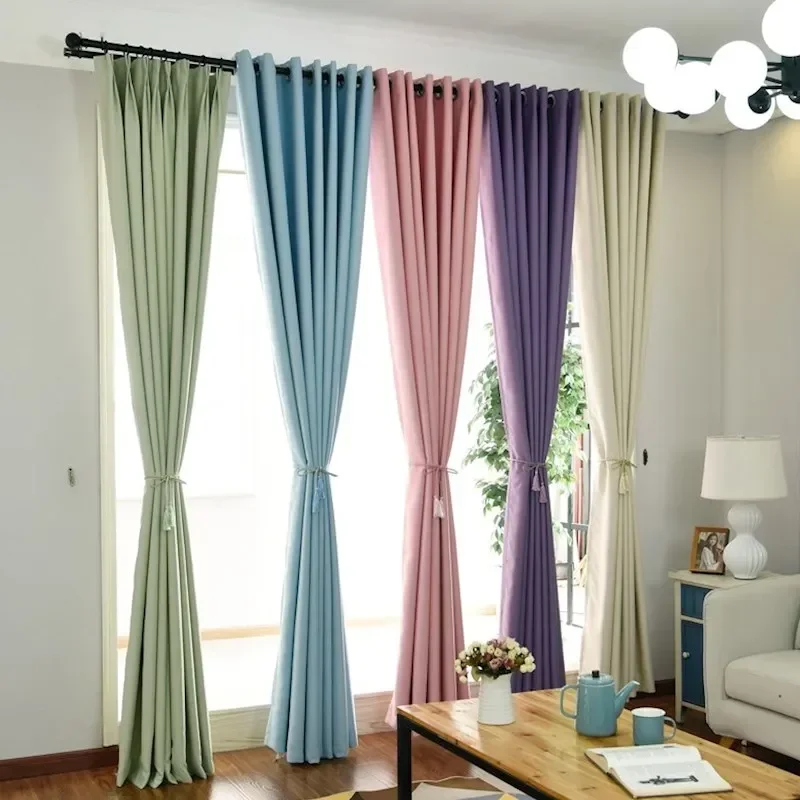 Modern Curtains for Living Room Blackout Curtains Pink/green/blue/purple Bedroom Finished Drapes for Window Treatment Tulle