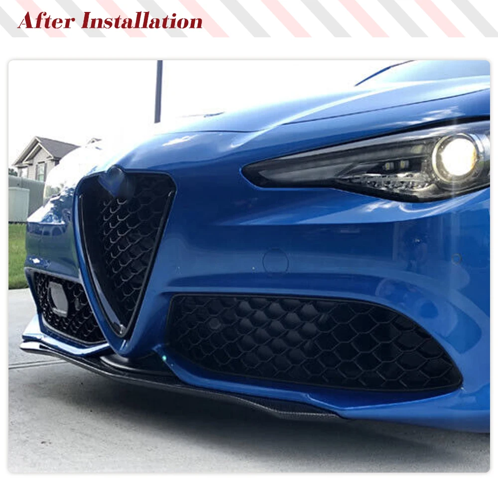 Car Front Bumper Lip Chin Splitters Apron Cupwings for Alfa Romeo Giulia Base Sedan/ Sport 4-Door 2015-2020 Carbon Fiber