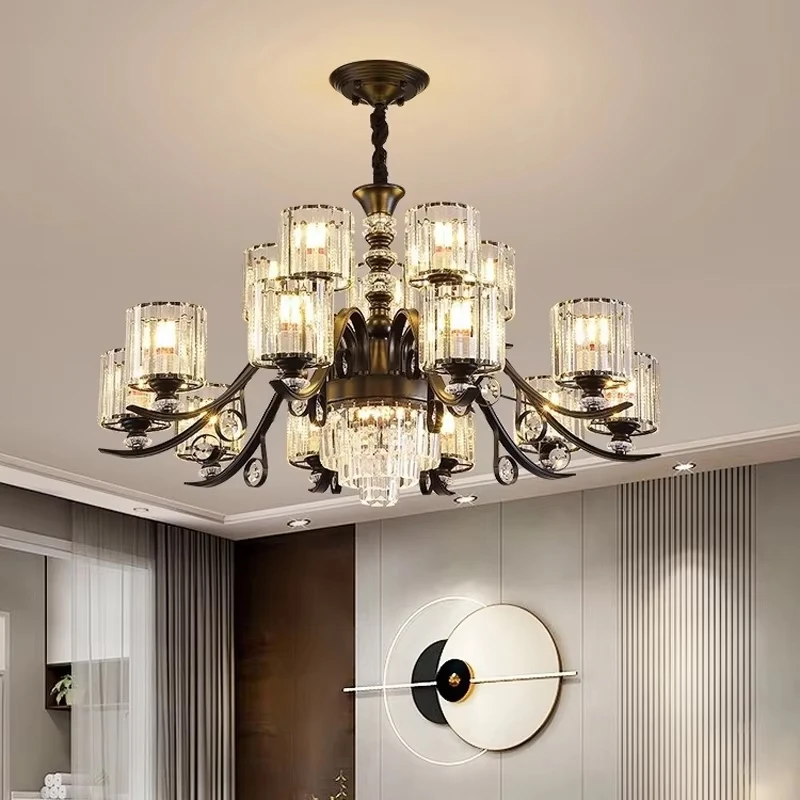 جديد أسود الحديد الثريات غرفة المعيشة غرفة الطعام الديكور كريستال أضواء الثريا غرفة نوم حديثة المنزلية مصابيح معلقة