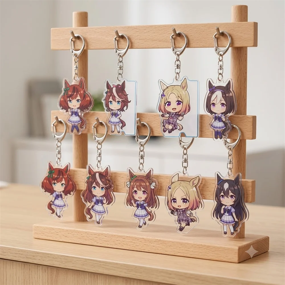 6CM Anime Pretty Derby Keychain Stand Model Ornament Accessories Goods Christmas Gifts