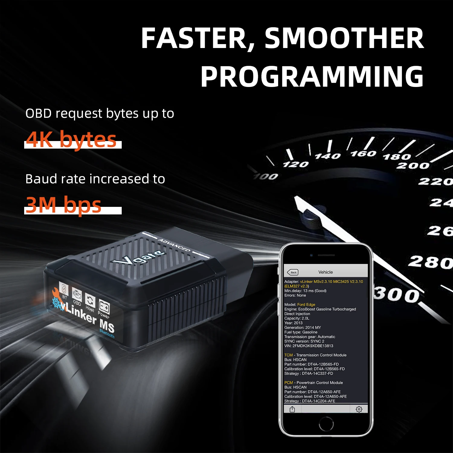 Vgate vLinker MS Bluetooth 3.0 ELM327 V2.3 OBD2 Scanner Car Diagnostic Code Reader For iOS/PC/Android HS MS CAN