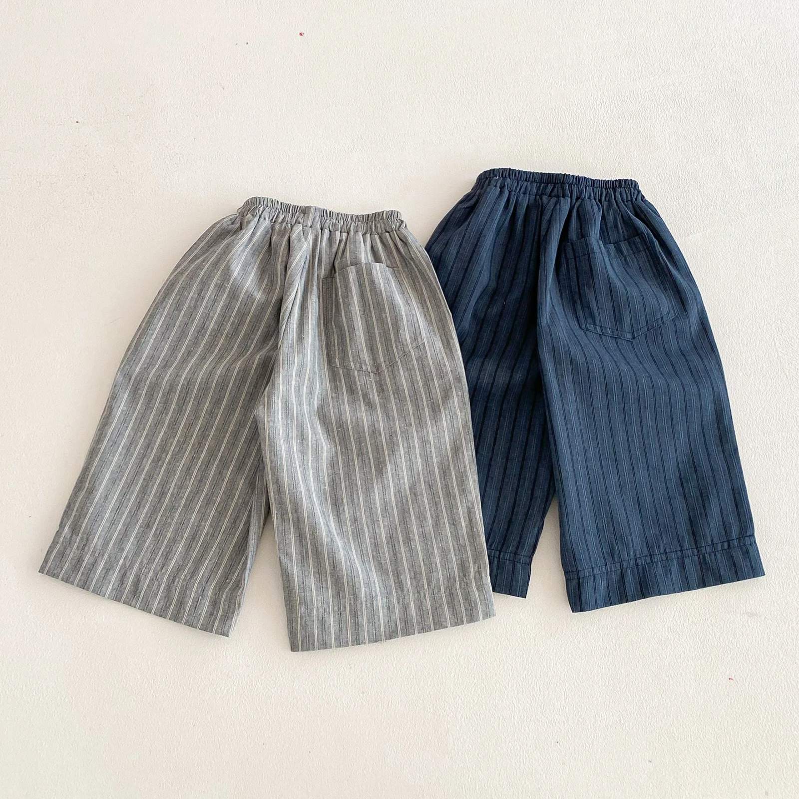 Leinen-Baumwoll-Streifenhosen für Jungen und Mädchen, Kinderkleidung für Herbst und Frühling, lockere, lässige Haremshosen für Jungen, lange Hosen für Kinder von 1-7 Jahren. – Detail 13