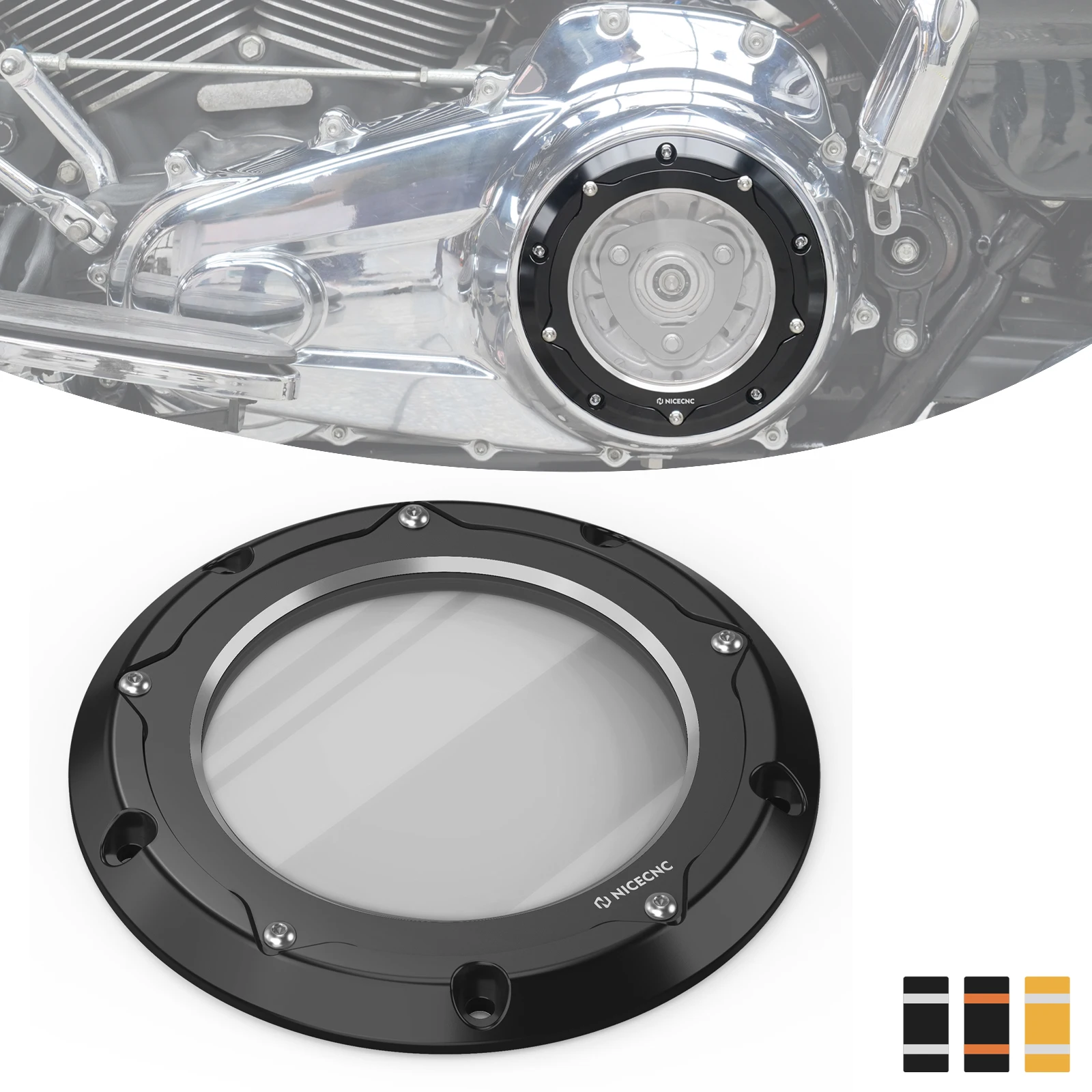 Motorcycle Transparent Clutch Cover for Harley Road King FLHR/XS 2016-2022 Ultra Limited FLHTK 2016-2024 Ultra Limited Low 15-19