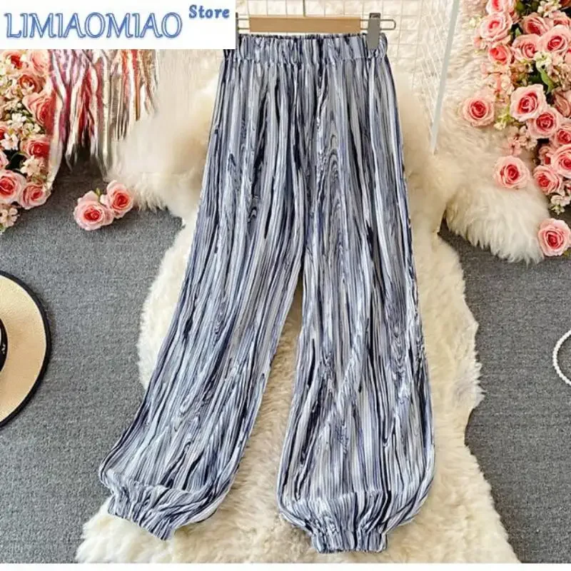 

Women Lantern Pants Wide-legged Pants Woman Clothing Baggy Pants Print Beach Leggings Vintage Design Chic Streetwear Thin