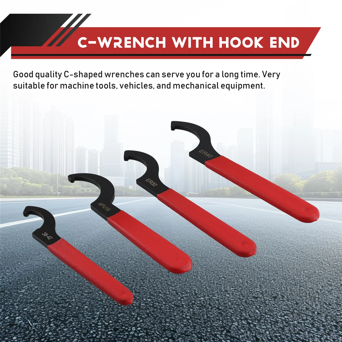 Coilover Wrench, Hook Wrenches Tools Set Shock Spanner Wrench Set C-Shape Spanner Adjustable Spanners Adjustment Tool