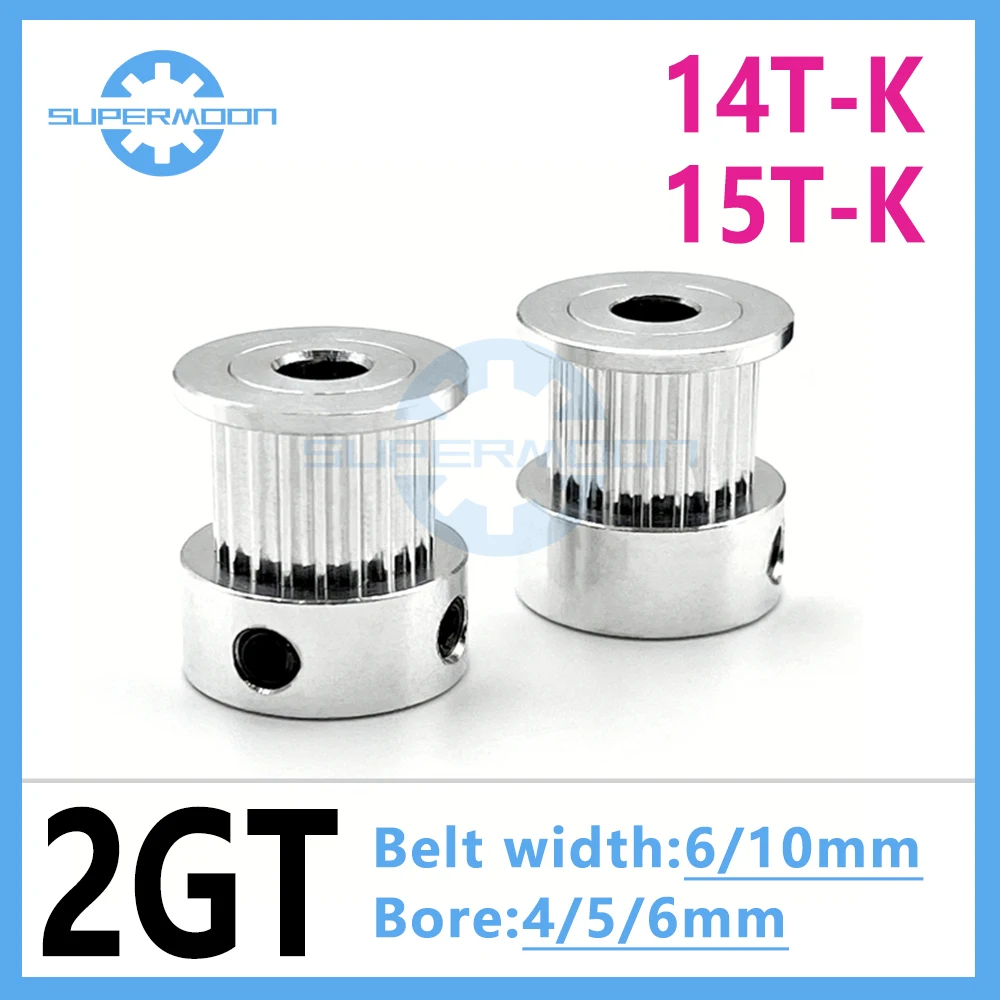 

2GT 14 15 Teeth Timing Belt Pulley Bore 4/5/6mm For Belt Width 6-10mm GT2 Aluminum Alloy Pulley For 2GT Timing Belt Gear Pulley
