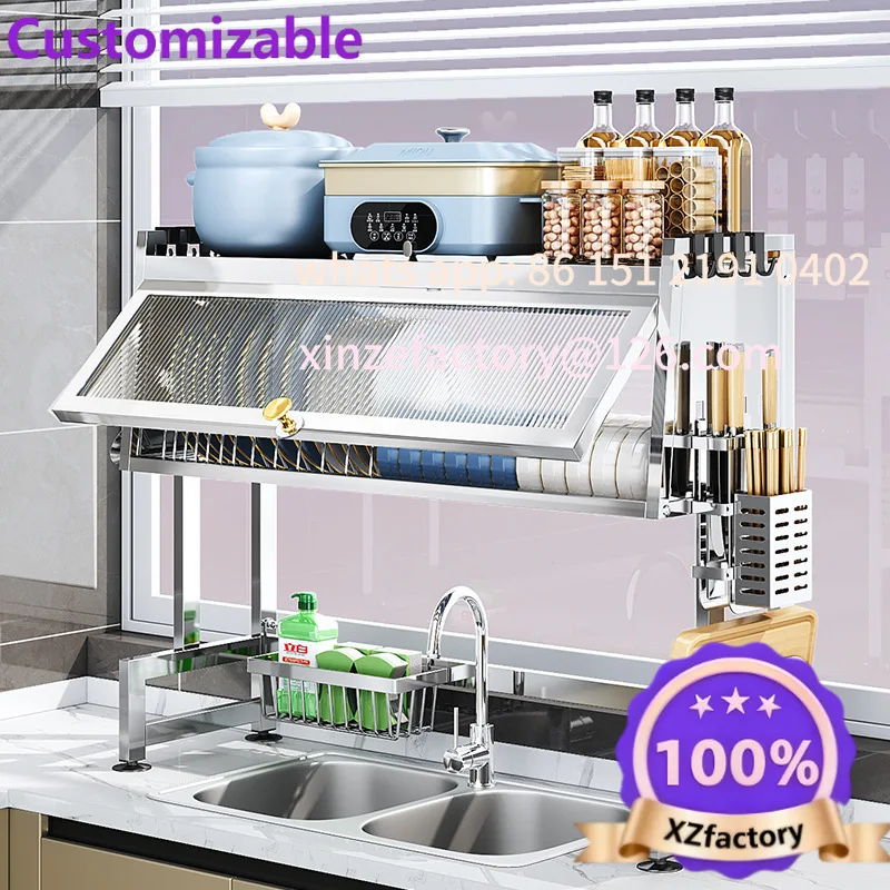 Customizable Kitchen Sink Stainless Steel Drain Rack Multifunctional Countertops Dishes Household Dust Sink Cabinet