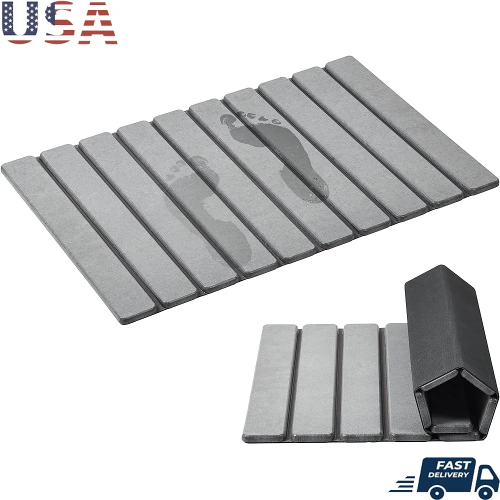 

Foldable Stone Bath Mat Super Absorbent Diatomaceous Earth Non-Slip Quick Drying Compact Easy Storage Kitchen Bathroom Pet Bowls