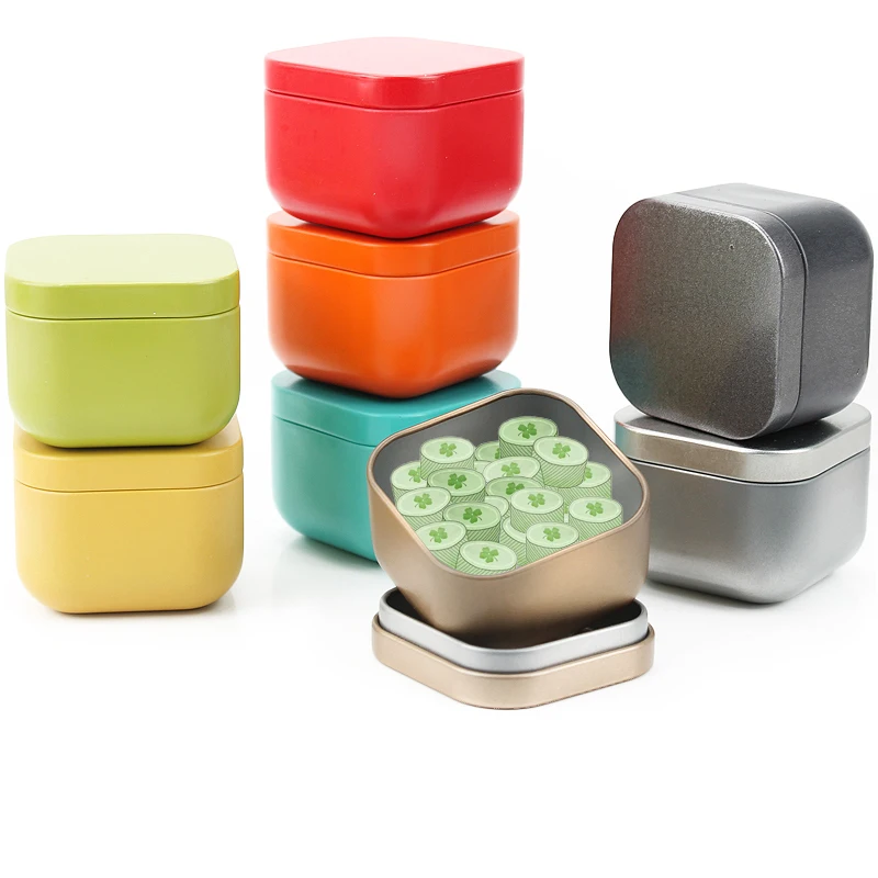 12pcs Square Candle Jars 50ml Metal Jar Empty Tins Boxs Candy Pot Home Storage Containers Organizer with Lid