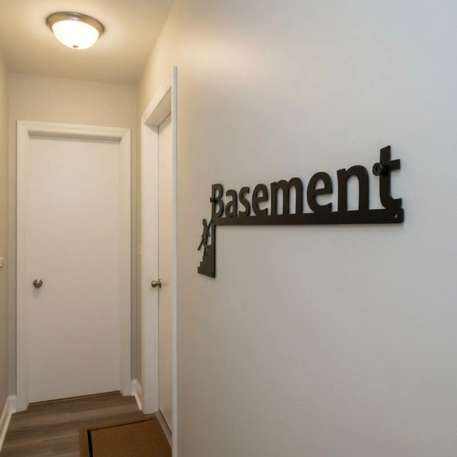 Metal Basement Wall Plaque Humorous Decor Basement Door Corner Sign Stairway Outline Door Frame Art Creative Design for Bar