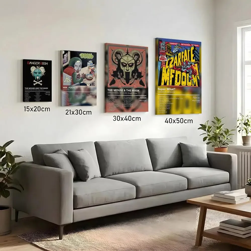 M-MF DOOM Album Cover Rapper Painting Calligraphy HD Canvas Print Poster Wall Art | Optional Frame | Modern Hallway Decor