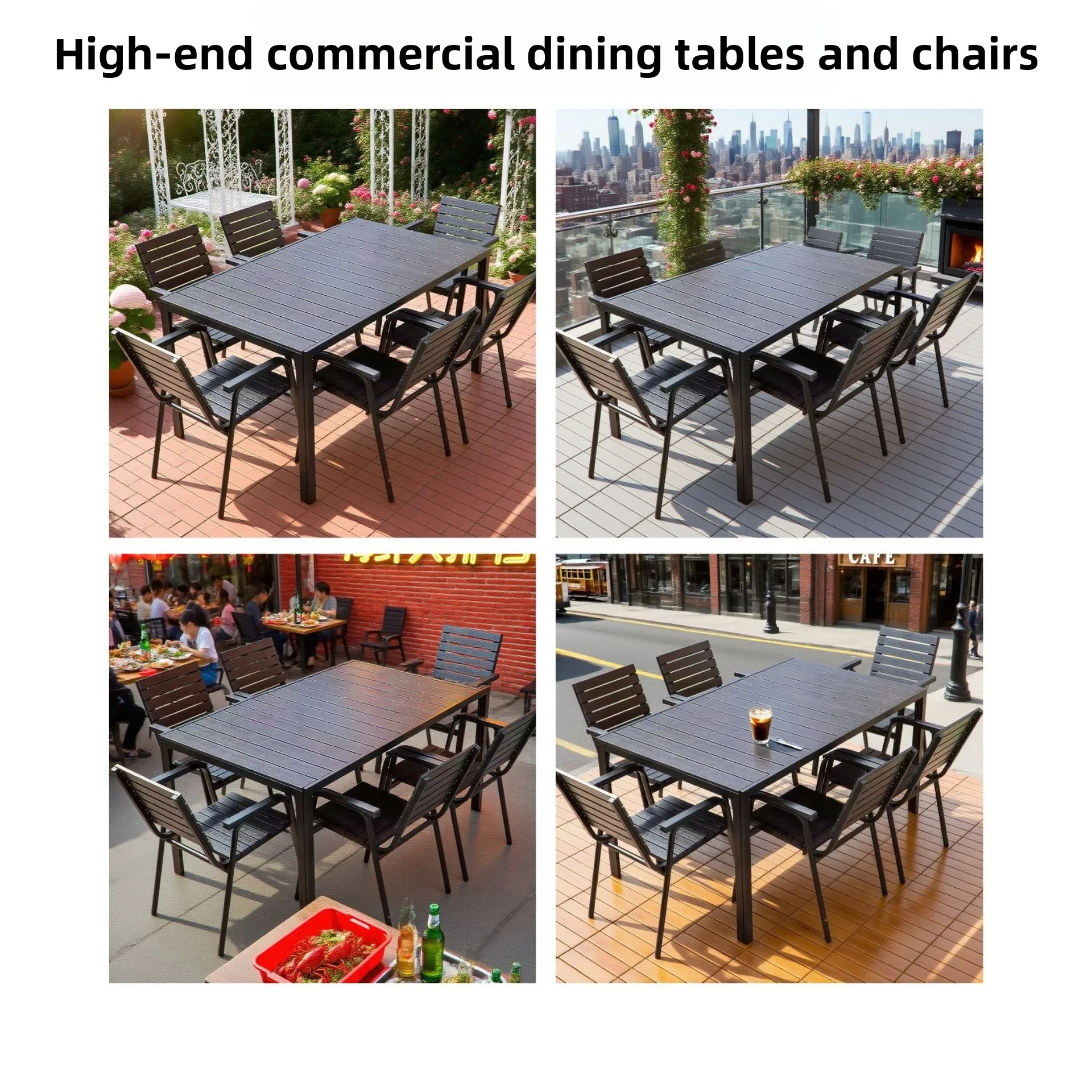 ชุดโต๊ะและเก้าอี้สำหรับกลางแจ้ง โต๊ะและเก้าอี้สำหรับกลางแจ้ง ทำจากไม้กันน้ำ สำหรับสวน ลานบ้าน ร้านกาแฟ โต๊ะรับประทานอาหาร สำหรับพักผ่อน