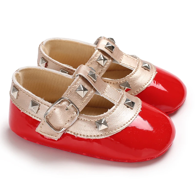 Spring And Autumn New Newborn Girl Cute Bow Anti Slip Walking Shoes Girl Red Princess Shoes Girl Baby Bow Shoes Walking Shoes