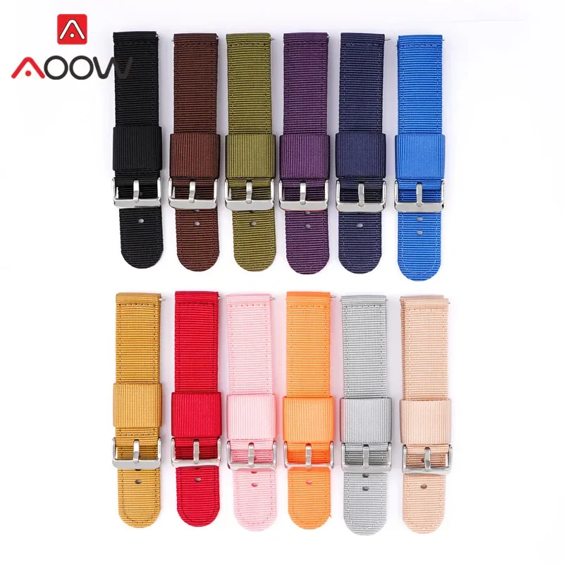 Colorful Woven Nylon Strap 18mm 20mm 22mm 24mm Quick Release Men Women Canvas Replacement Band Bracelet Watch Accessories