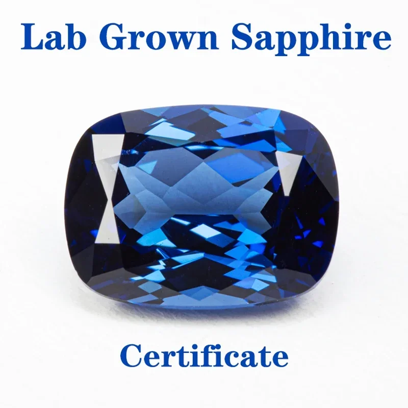 

Lab Grown Sapphire Rectangular Cushion Shape Royal Blue VVS1 Selectable AGL Certificate for Charms DIY Jewelry Making Materials