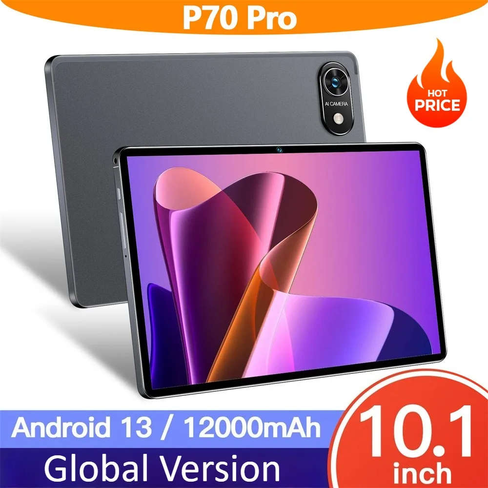 

Новый планшет Pad P70 Pro Global Version 10,1 дюйма, оригинальный планшет Android 13, 4G, 5G, планшеты с двумя SIM-картами, 12000 мАч, детский планшетный ПК