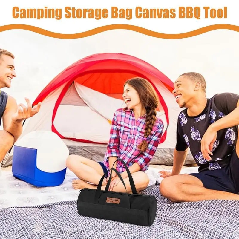 

Tool Storage Bag Canvas Camping Storage Bags Multifunctional Small Tent Tool Bags Tent Accessories Organizer Travel Duffle Bag