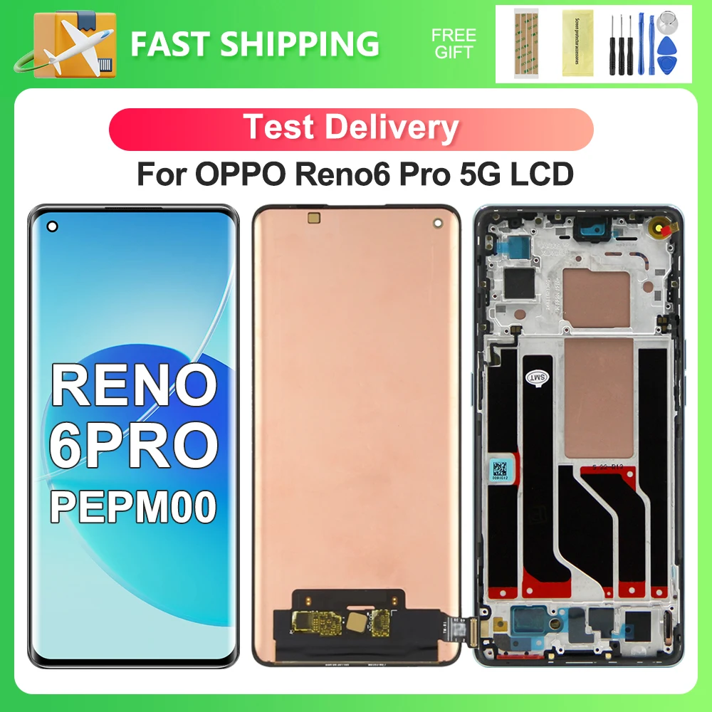 OEM For OPPO Reno6 Pro 5G 6.55''For Reno 6 PRO PEPM00 CPH2249 LCD Display Touch Screen Digitizer Assembly Replacement