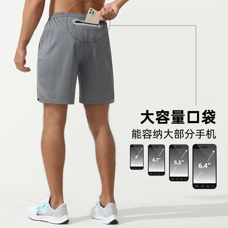 Men Double Deck Sports Shorts Execise Jogging Hiking Quick-dry Running Training Shorts Fitness Basketball Gym Beach Short Pants