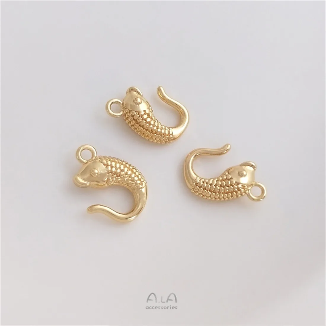 14K Gold Plated Goldfish Shape Connector Clasp, Pendant Clasp & Necklace Closure for DIY Jewelry Making