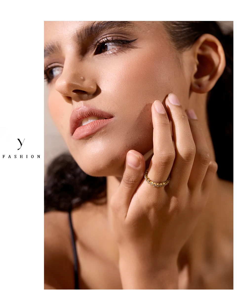 Yhpup Exquisiter weißer Zirkonia Bling Edelstahl Klassisch Dünn Schicker Ring Luxus Verlobung Hochzeit Modeschmuck Geschenk – Detail 1