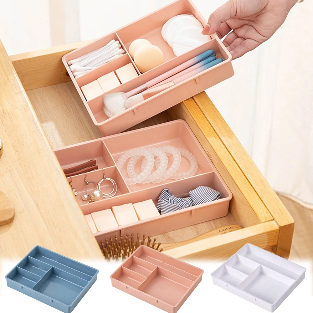 

Plastic Box Multi-cell Storage Tray Desk Drawer Organizer Stackable Dressing Table Jewelry Makeup Organizer Caixas Organizadoras