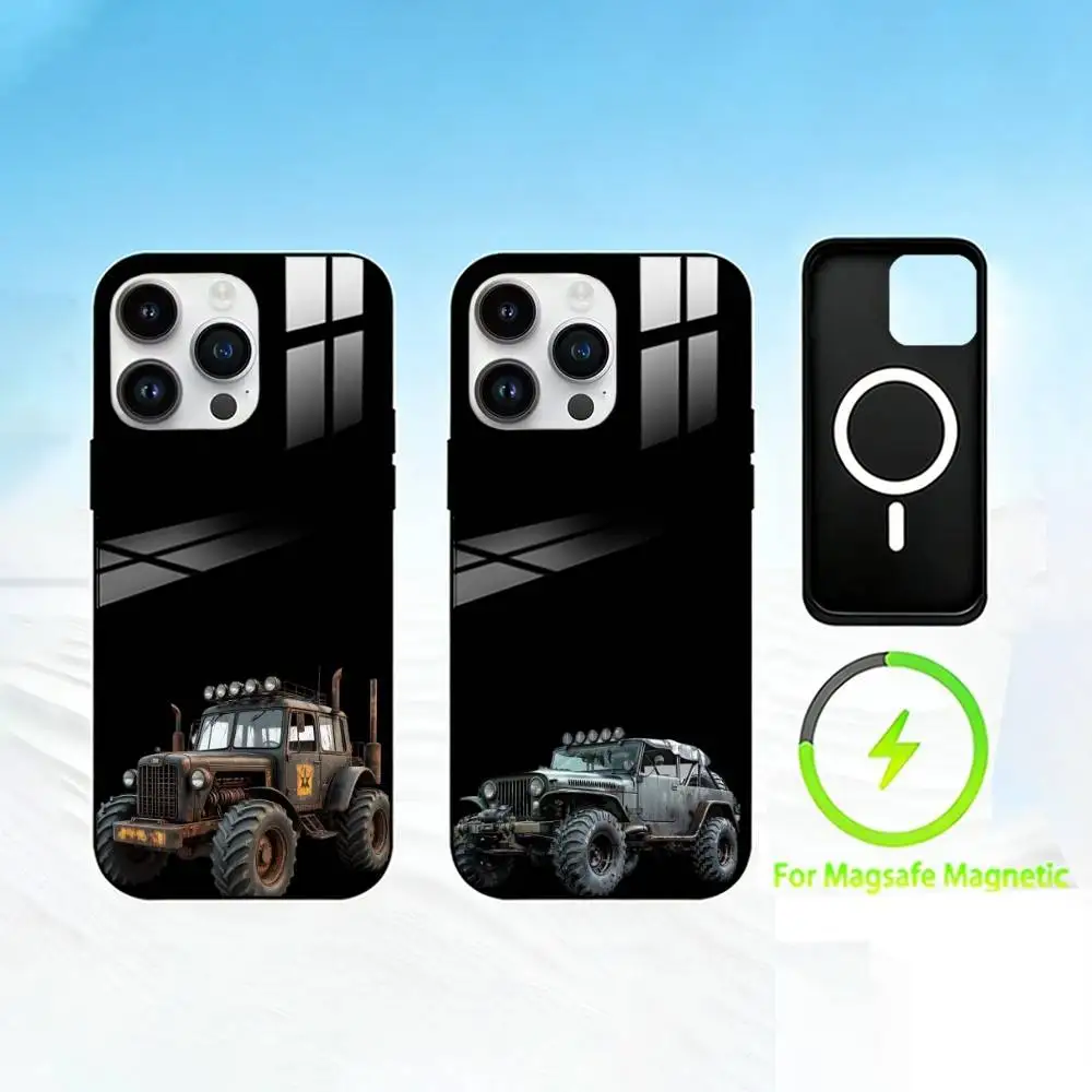 

W-Waste soil car Phone Case For iPhone 17 16 15 14 13 12 Pro Max Plus for Mirror Wireless Magnetic Cover