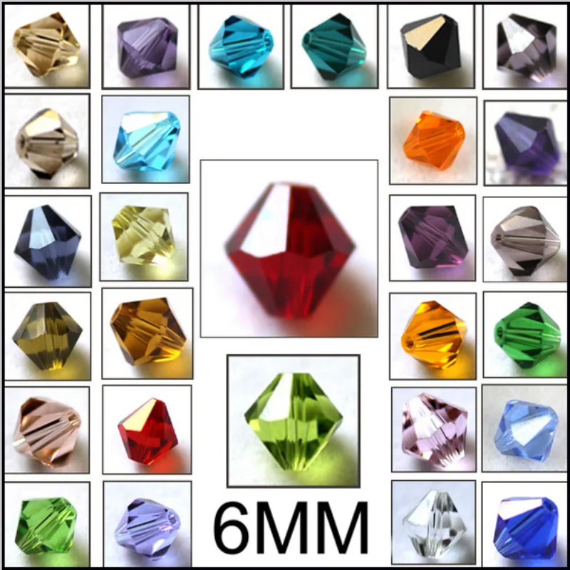 

100Pcs Glass Beads Bulk Wholesale 6MM Crystal Rhombus Beads Handmade DIY Beaded Loose Curtain Beads Colorful
