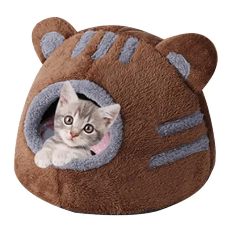 

Sleeping Nest Bed For Puppy Cats Bed Cave Pet Puppy Nesting House Pet Supplies Cute Bear Head Design Indoor Cats Beds For Living