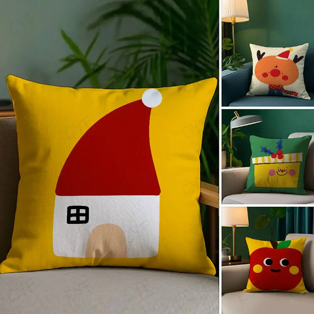 

Christmas illustration elements Pillow Case Custom Printed Brushed Fleece Pillow, Baby Skin-Touch, Eco-Friendly Dye-Sublimation