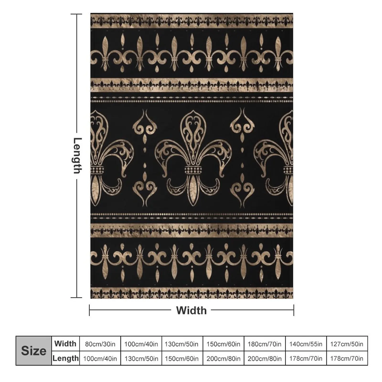 Fleur-de-lis Luxury ornament - black and gold #2 Throw Blanket Decoratives Baby Decorative Sofa Stuffeds Blankets