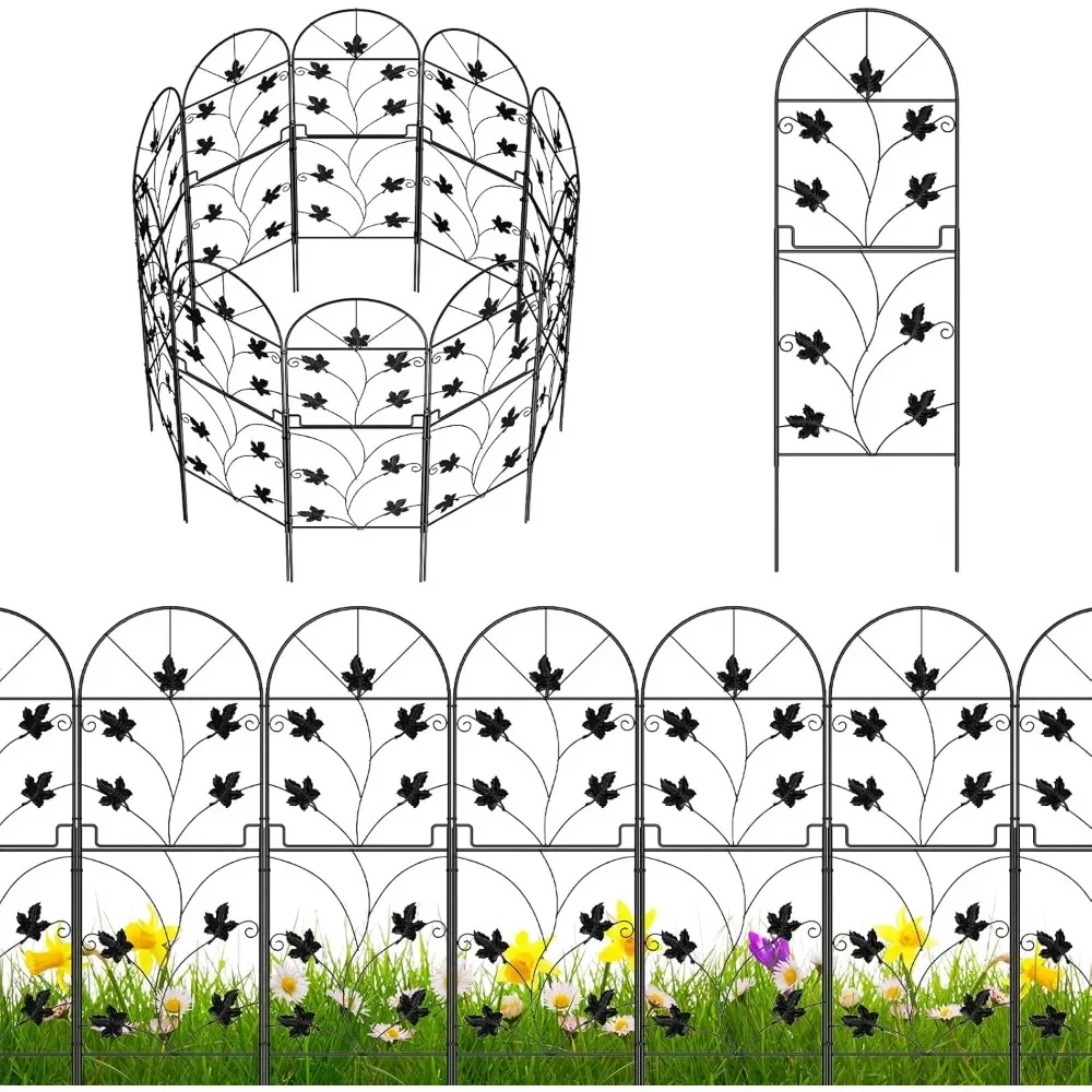 

Decorative Garden Fence Panels No Dig Fencing, Coated Metal RustProof Landscape Wire Border