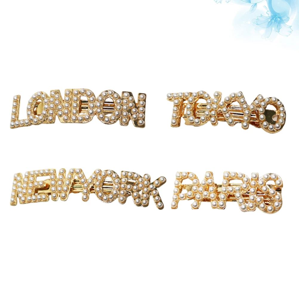 

4pcs Pearl Hair Clips Rhinestone Barrettes Elegant Accessories Women Party Headwear Simple Design Long Lasting Shine