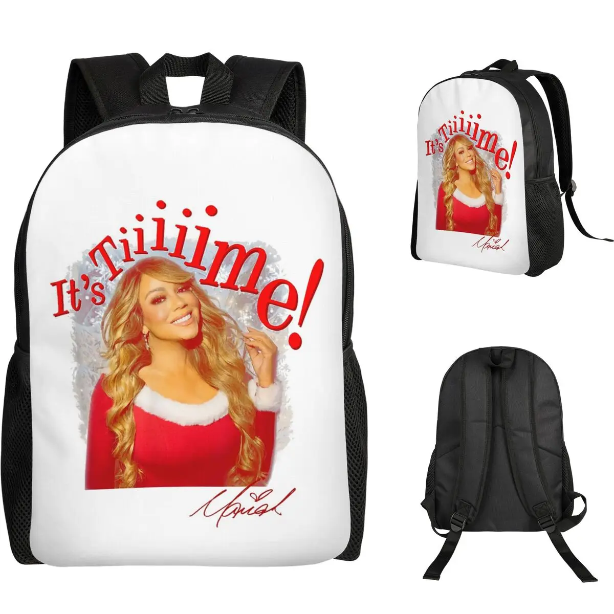 Mariah Carey Official It's Time 30th Anniversary Student Backpack School Bag Hiking Travel Daypack Fashion Bookbag Shoulder Bags