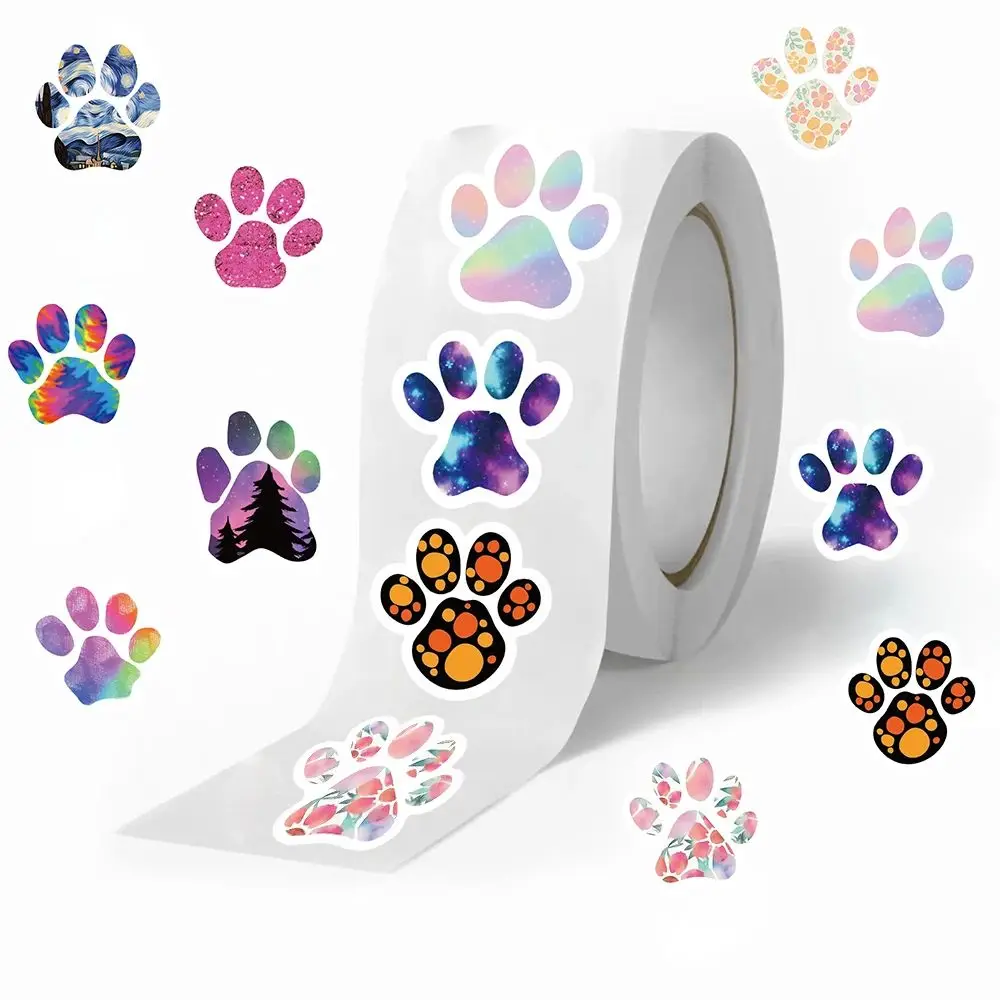 500PCS Dog Paw Roll Sticker Nostalgia Harajuku Home Coffee Bicycle Retro Phone Living Retro Skateboard Cartoon Guitar Stickers