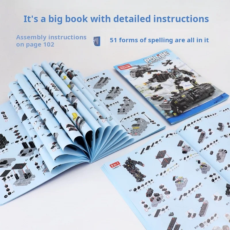 SWAT Police Buiding Blocks Station Office Armored Helicopter Robot Radar Ship Off-Road Vehicle Supersonic Fighter Jet Boys Gifts